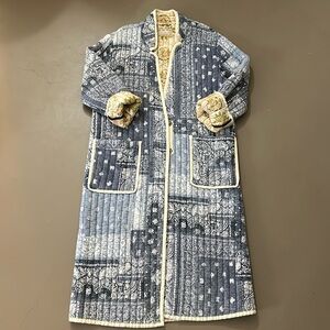 Free People we the free RARE bandana coat jacket cotton M patch pocket quilted